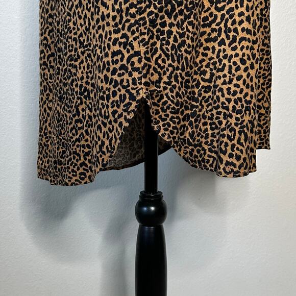 J.Crew Linen Blend Belted Mini Shirt Dress Leopard Print CK287 | Size Small New - Picture 4 of 10